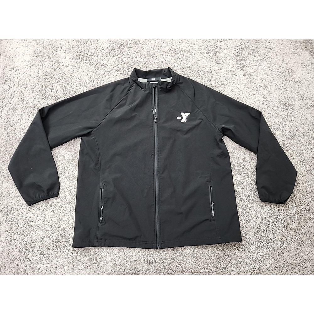 Holloway Windbreaker Jacket Mens XL Black YMCA Embroidered Full Zip Mesh Lined